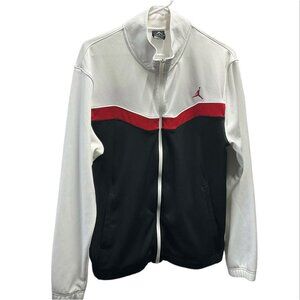 Nike Jordan Mens Colorblock Full-Zip Jacket White/Black/Red Size Large